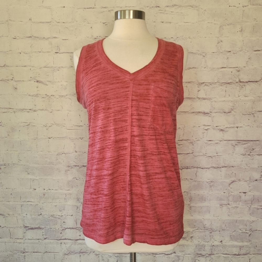 Dear John Corey Red Dirty Wash Split Back V-Neck Tank Medium